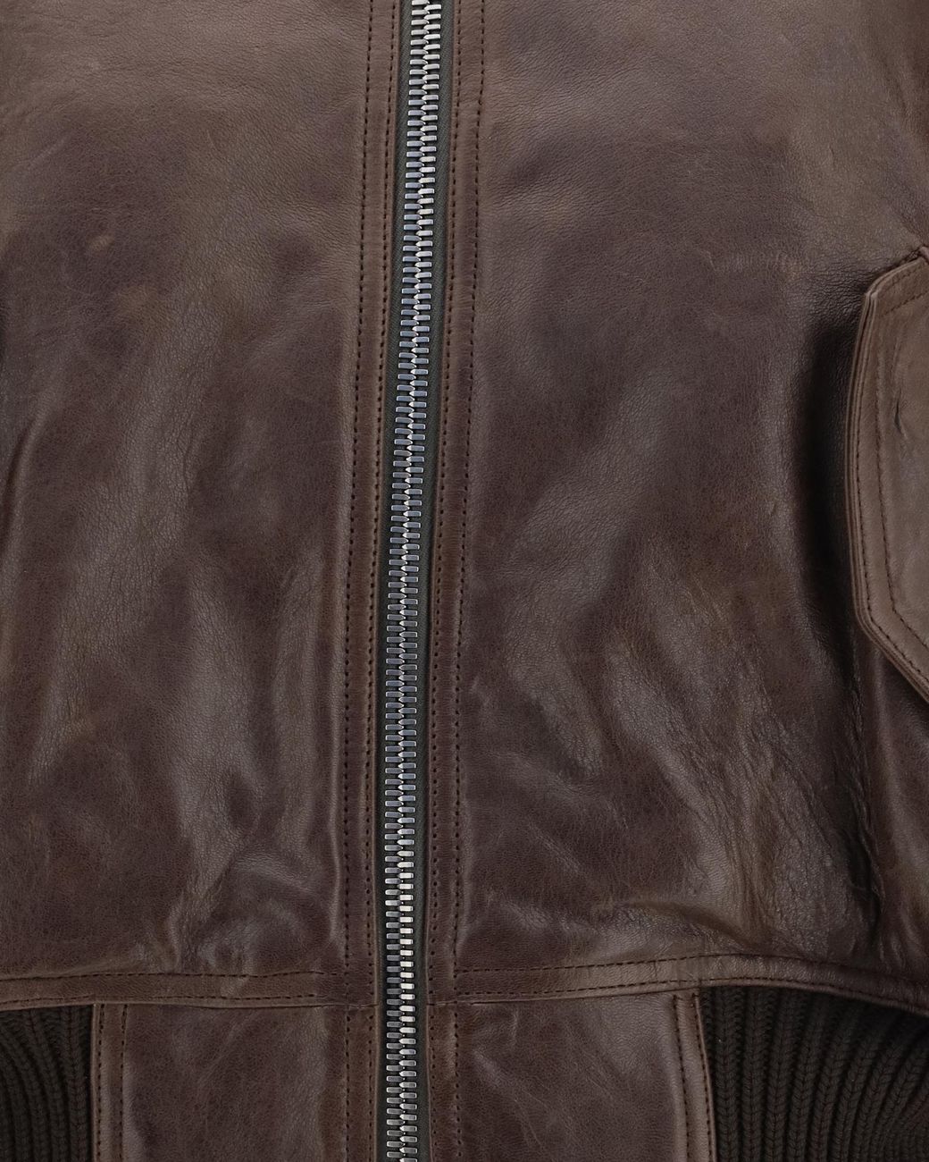 Rick Owens Brown Cropped Leather Bomber Jacket