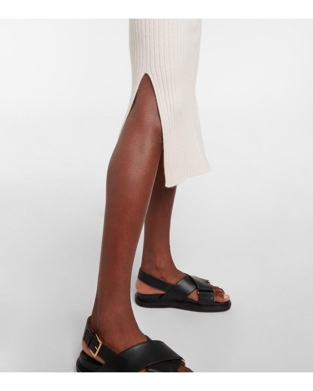 Jardin Des Orangers White Ribbed-Knit Cashmere Skirt