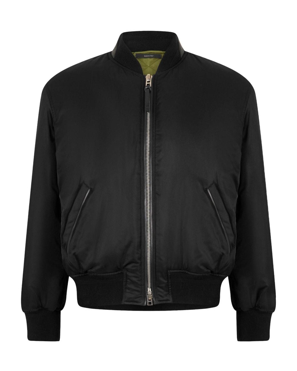 Tom Ford Black Satin Bomber Jacket for men