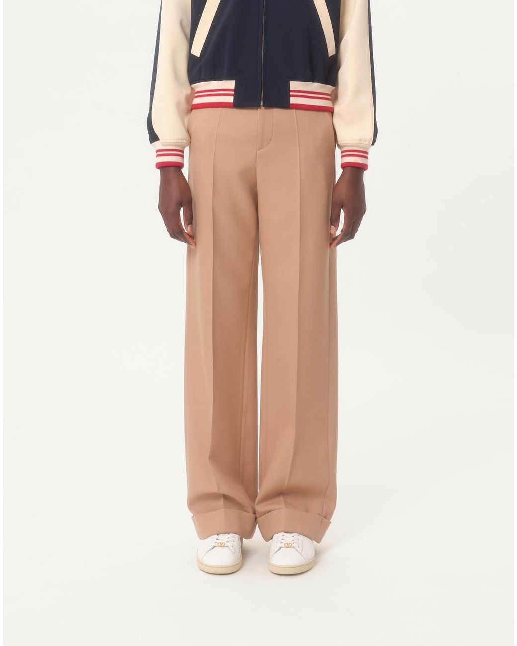 Valentino White Turn-Up Hem Tailored Trousers for men