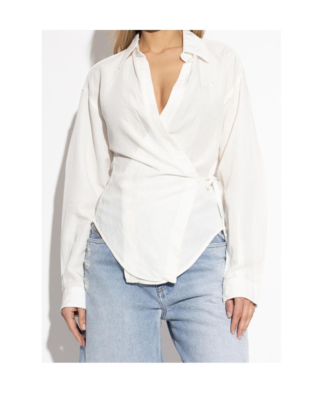 DIESEL White C-Delphos-S3 Wrapped Self-Tied Top