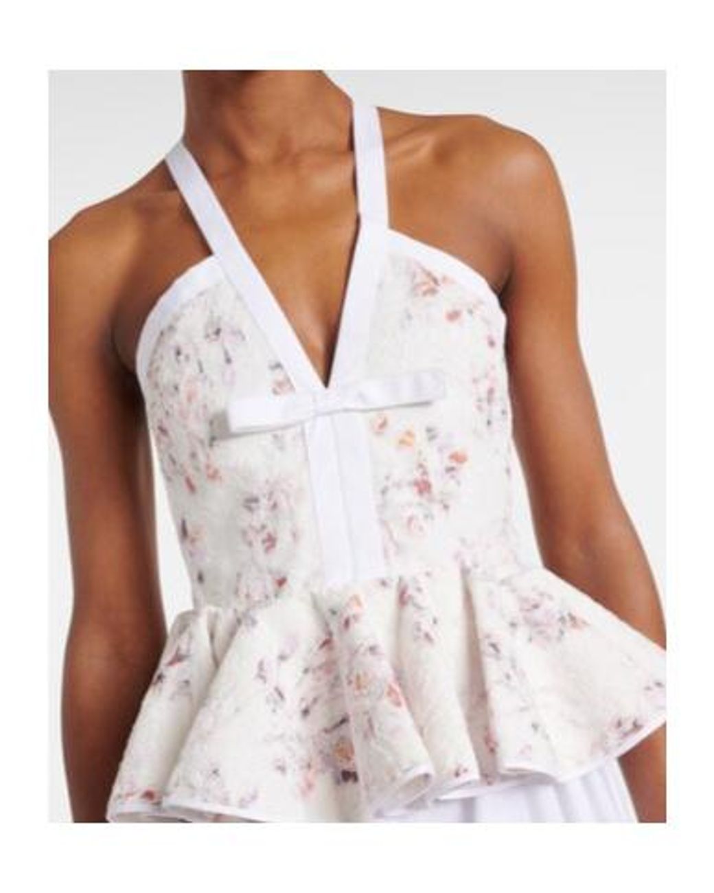 Giambattista Valli White Ruffled Floral Lace Gown
