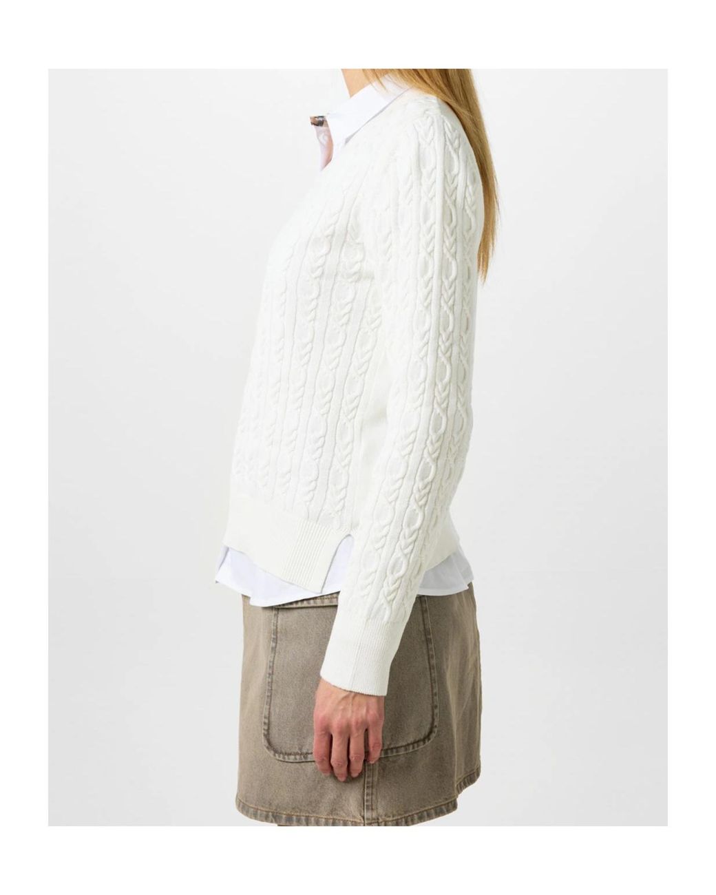 Barbour White Hampton V-Neck Knit