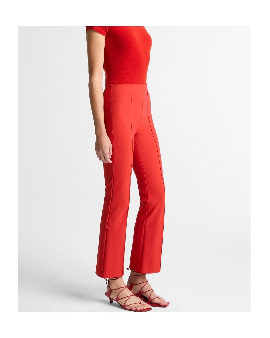 Vince Red High-Rise Cropped Flare Pants