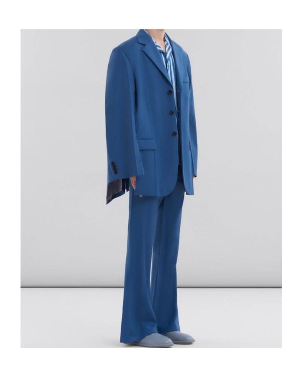 Marni Blue Wool-Mohair Blazer With Mending for men