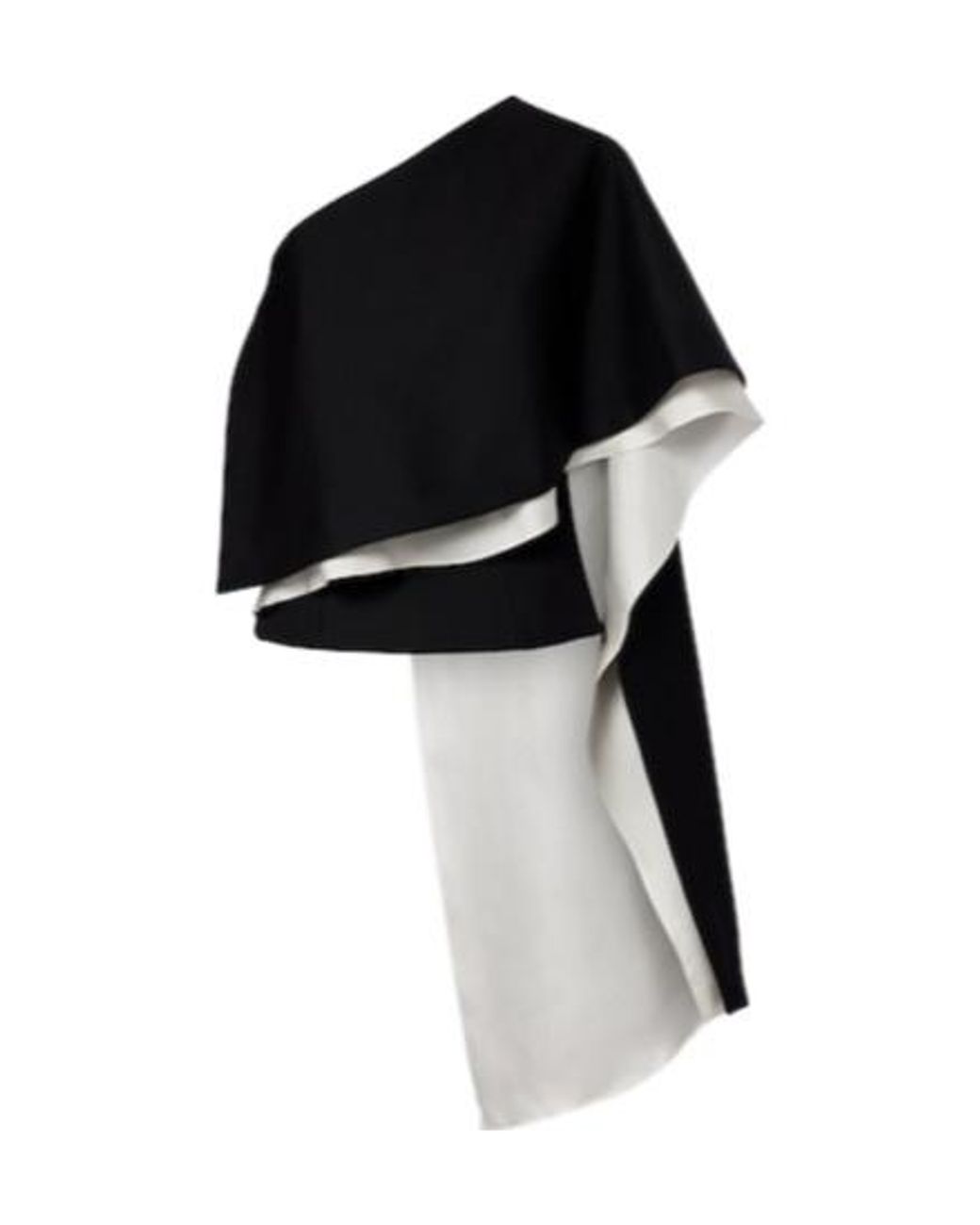 Rohe Black One-Shoulder Caped Wool-Blend Top