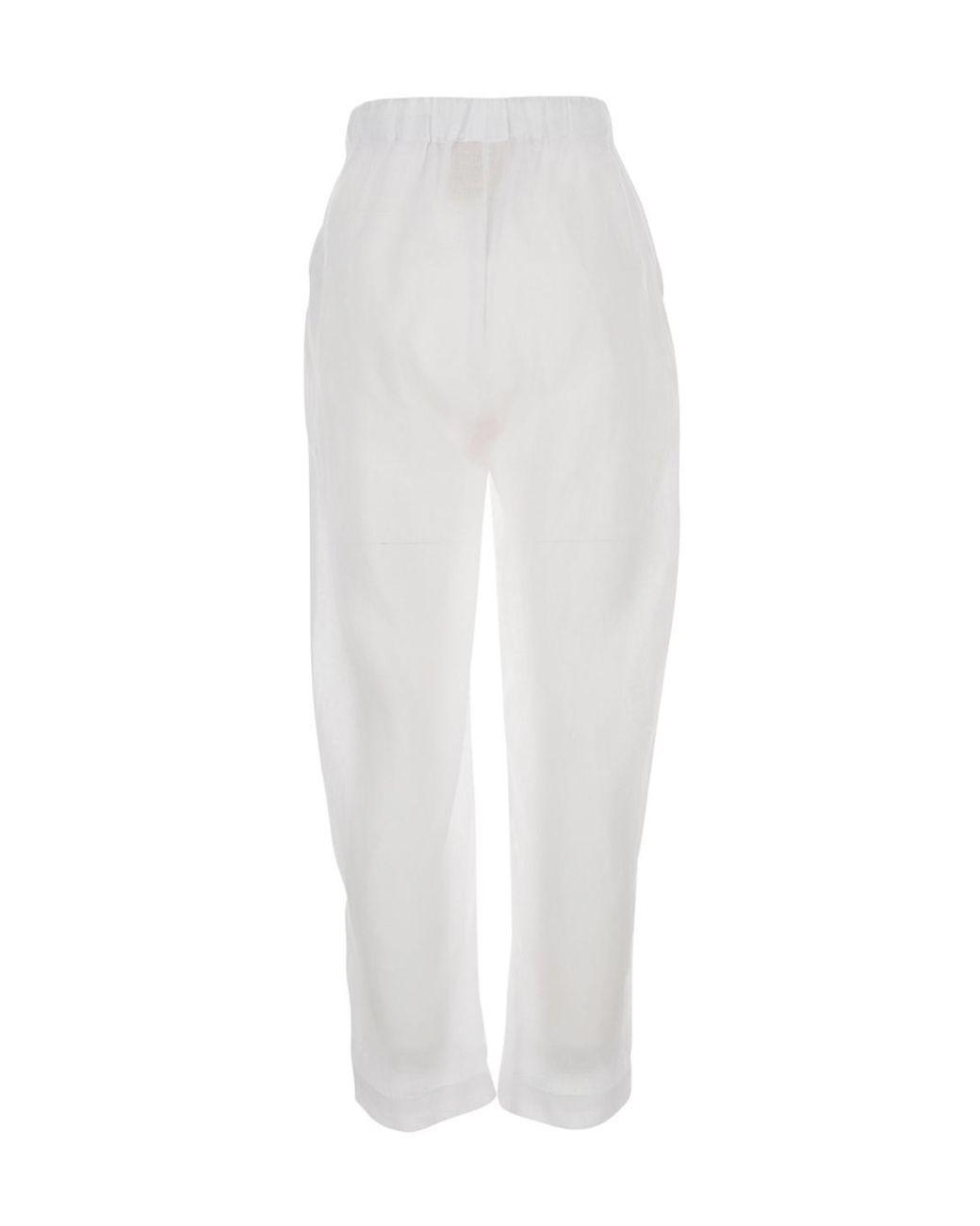 Semicouture White Semi Couture Elasticated Waist Linen Pants