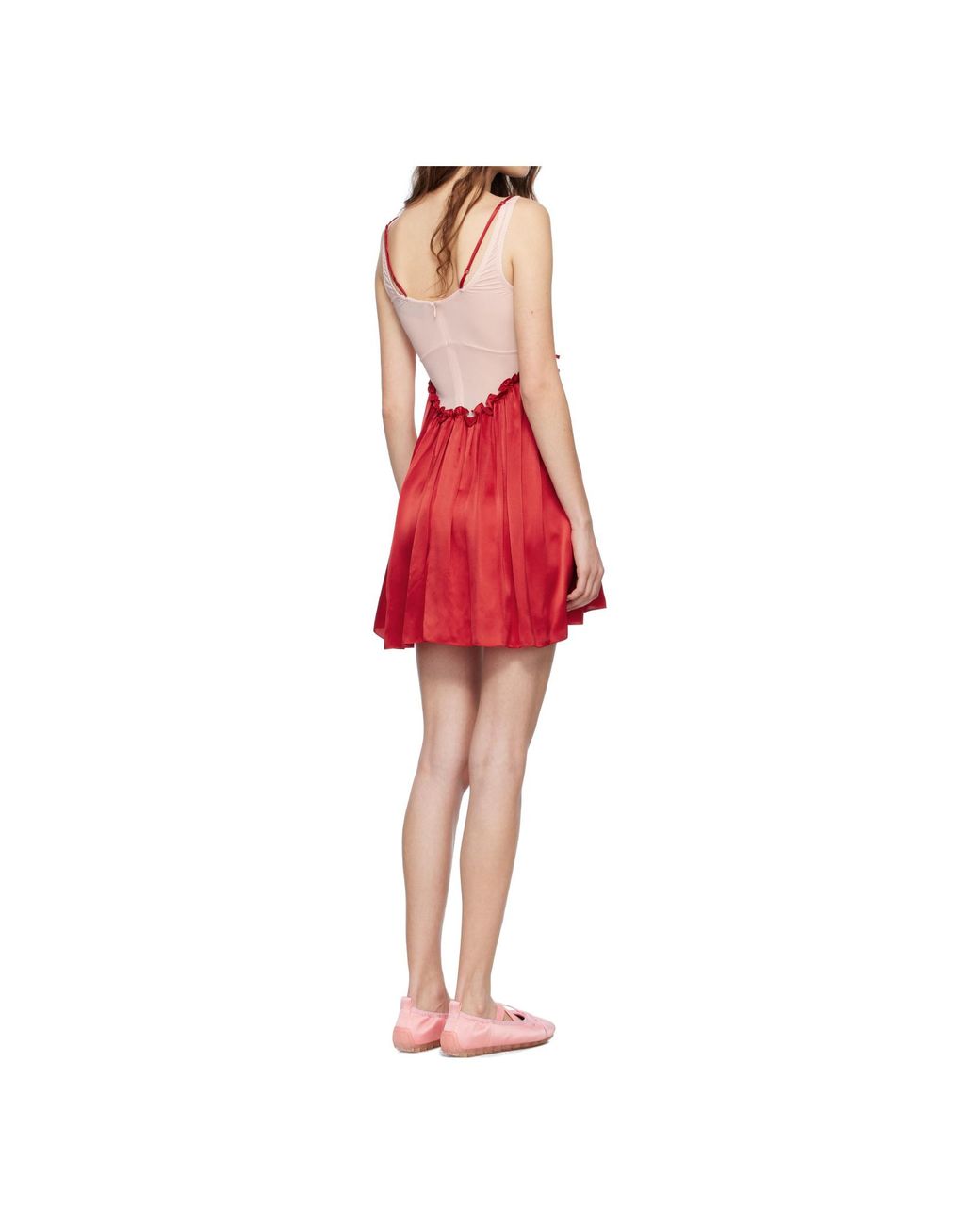 Simone Rocha Red Negligee Satin Patchwork Ballet Dress