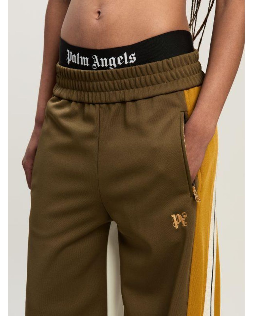 Palm Angels Multicolor Logo Embroidered Wide Leg Track Pants