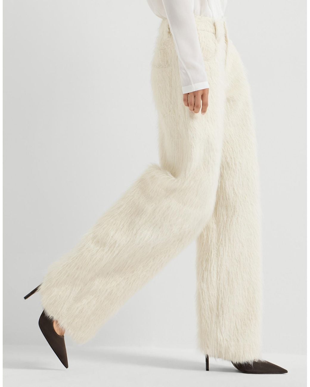 Brunello Cucinelli Natural Faux-Fur Trousers