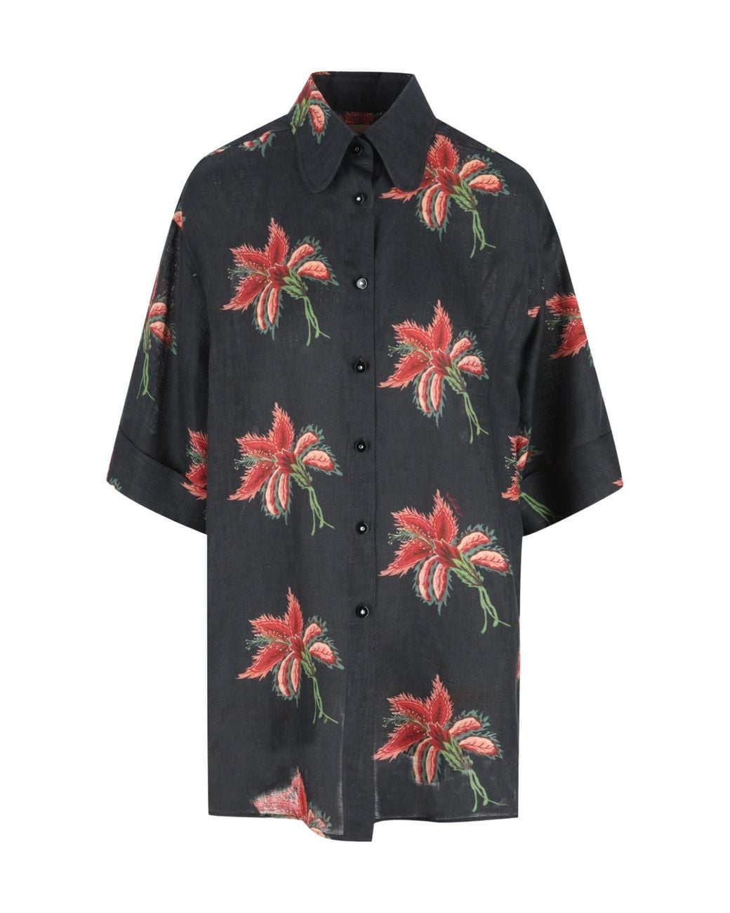 Valentino Multicolor Floral Printed Short-Sleeved Shirt
