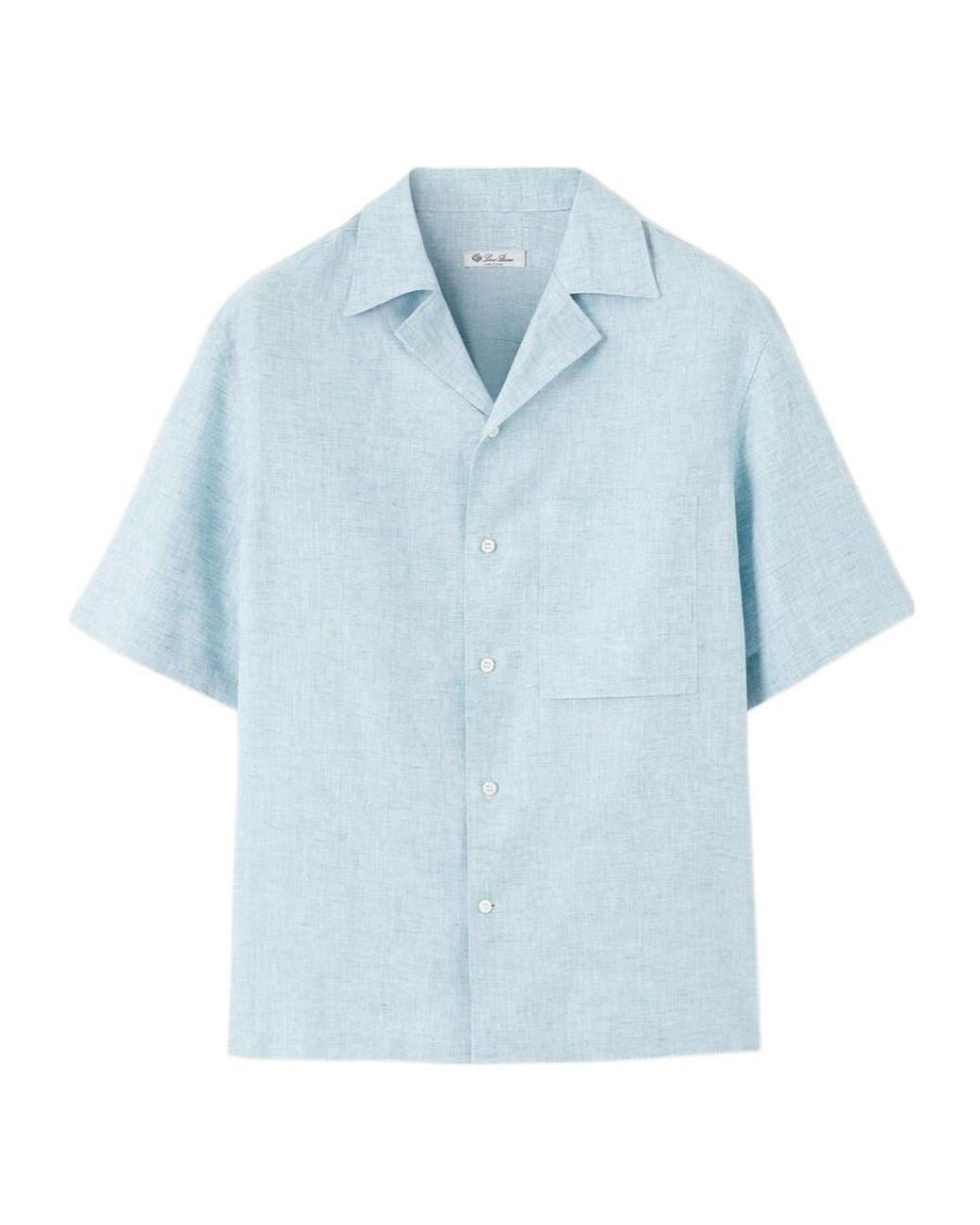 Loro Piana Blue Short-Sleeved Shirt for men