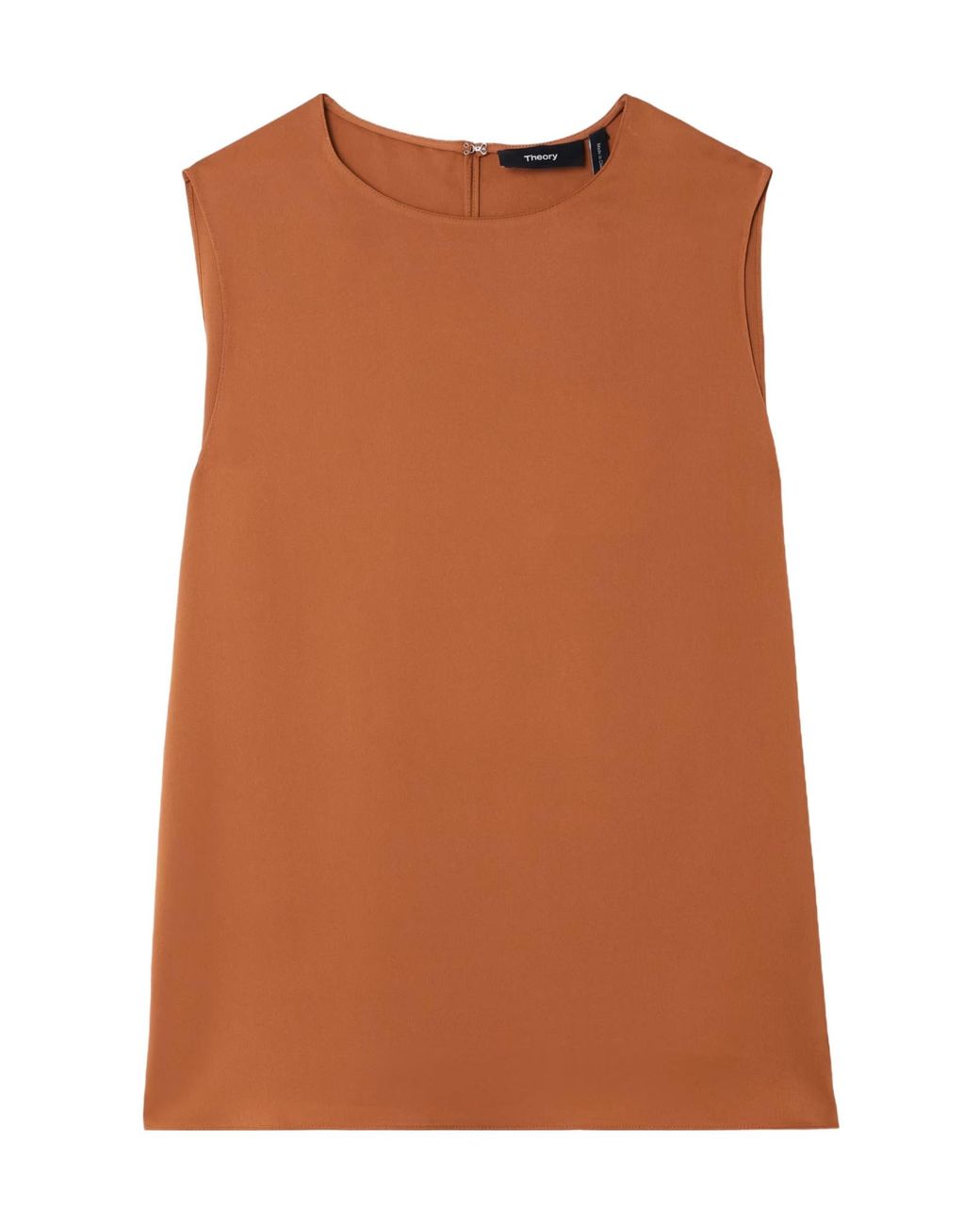Theory Brown Sleeveless Round-Neck Blouse