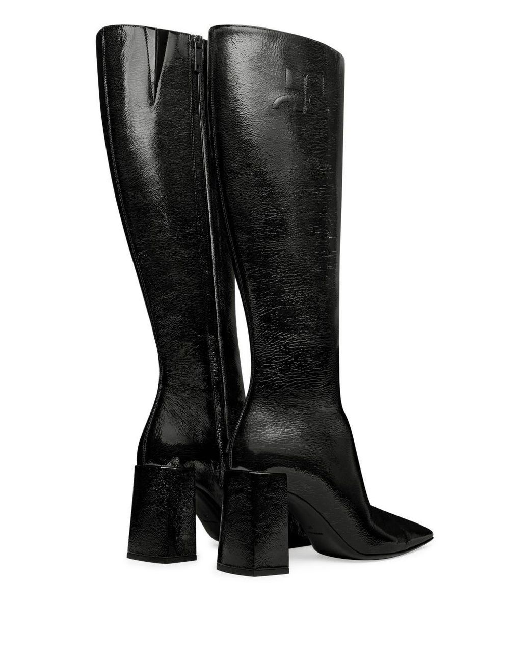 Courreges Black Block-Heeled Knee-High Boots