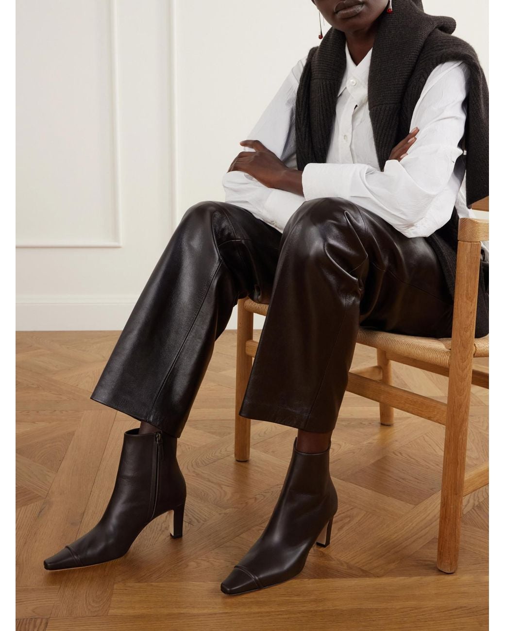 Manolo Blahnik Black Minimalist Handmade Leather Boots