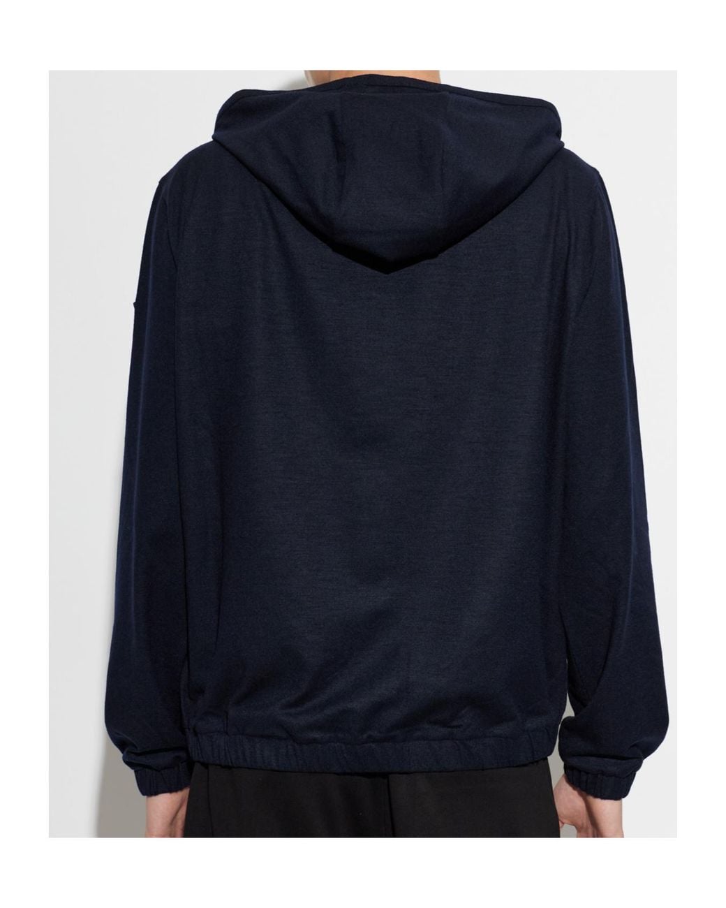 Moncler Blue Logo Patch Zip-Up Hoodie for men