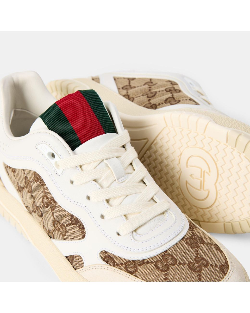 Gucci Natural Lace-Up Casual Sneakers
