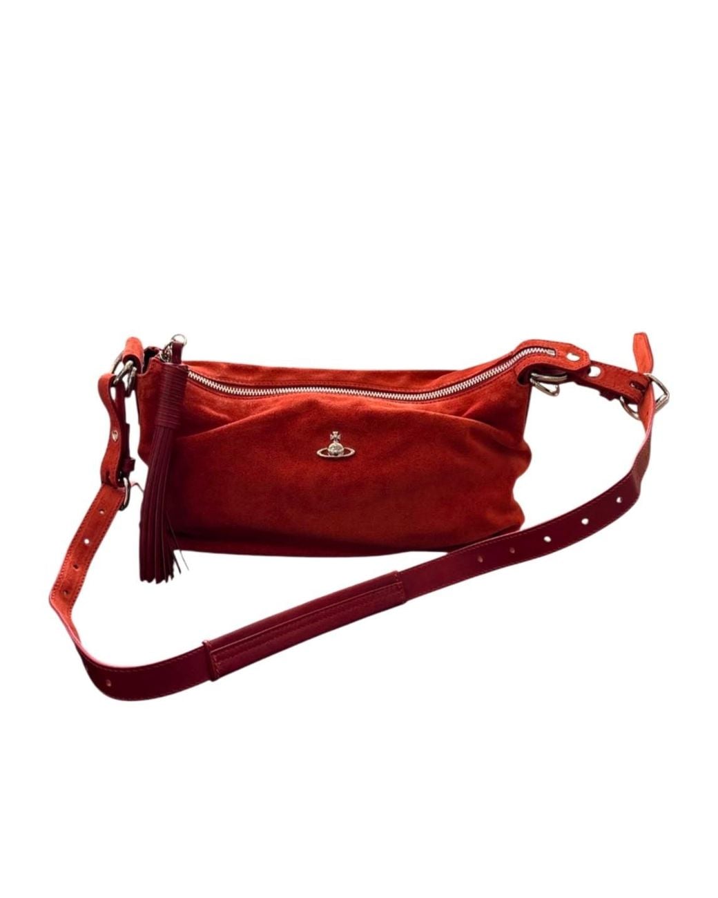 Vivienne Westwood Red Logo Plaque Zipped Shoulder Bag