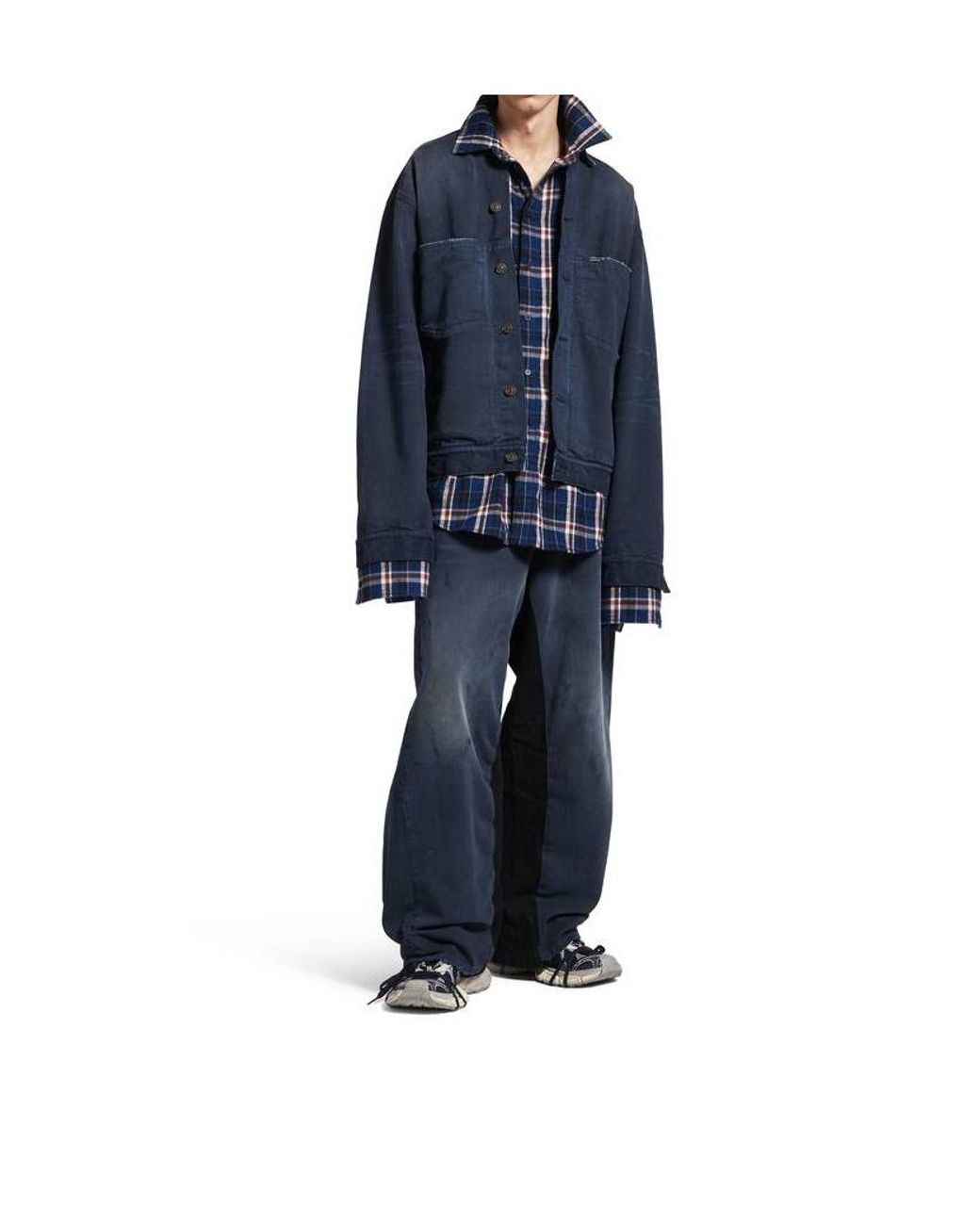 Balenciaga Blue Patched Shirt Jacket for men