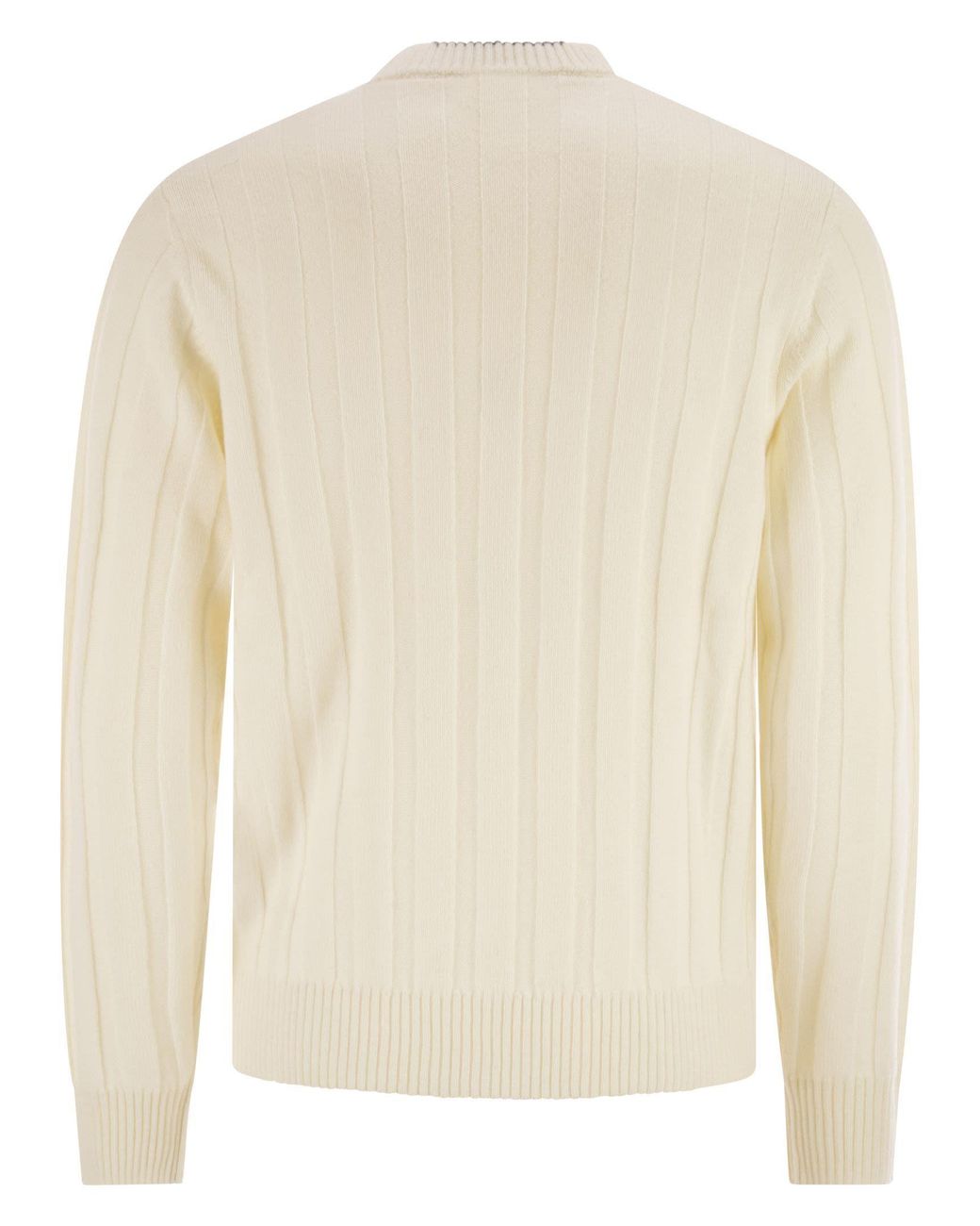 Peserico White Ribbed Knit Jumper for men