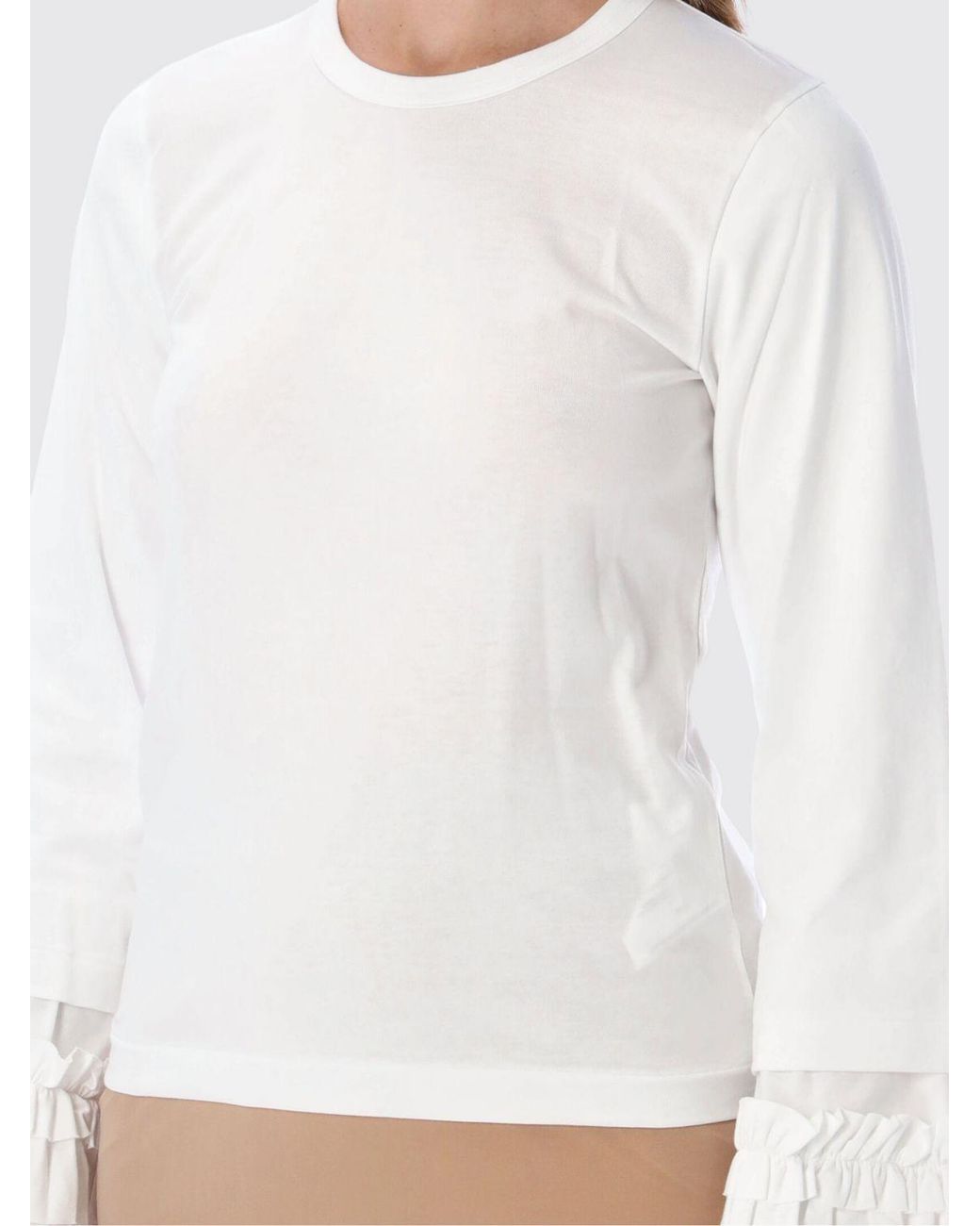 Comme des Garçons White Comme Des Garçons Girl Frill Cuff L/ T-Shirt