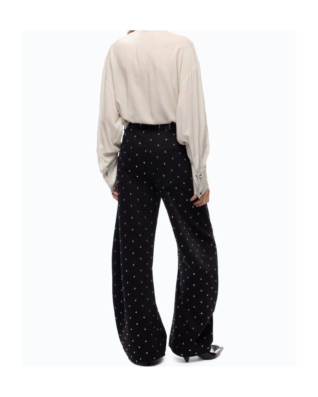 Pinko Black Crystal-Embellished Jeans