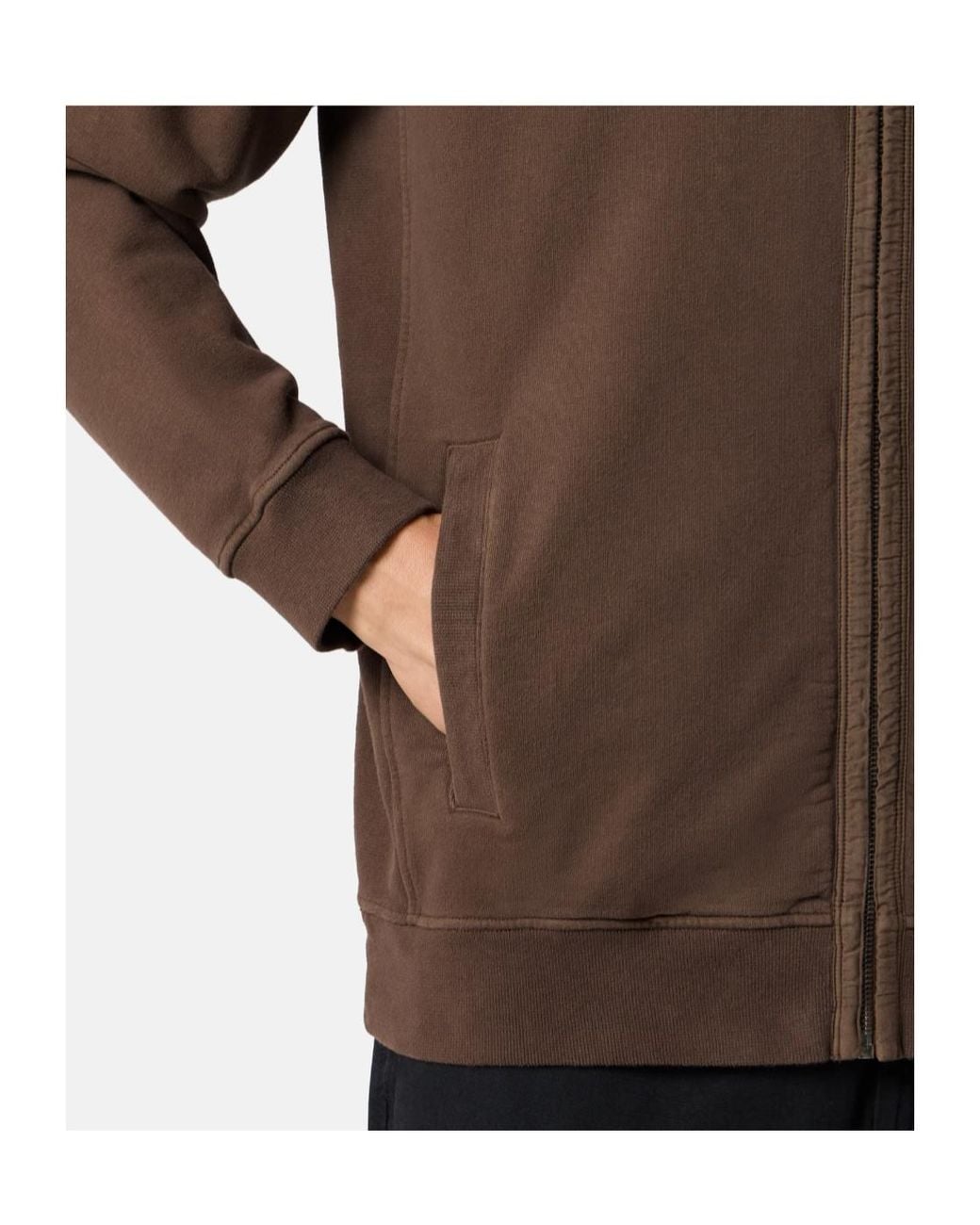 Stone Island Brown Regular-Fit Zip-Up Hooded Sweatshirt With Ribbed Inserts for men