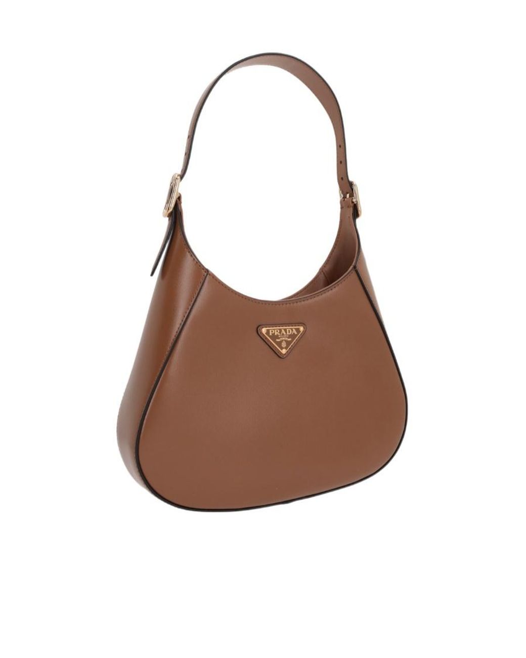 Prada Brown Logo Plaque Shoulder Bag