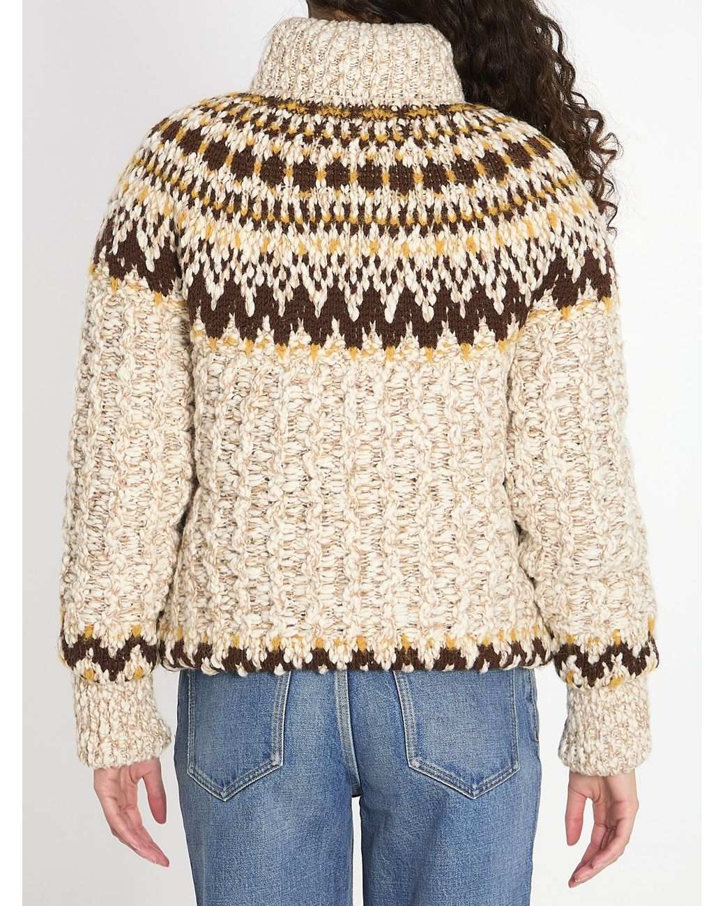 Moncler Natural Grenoble Geometric Knit Jacket