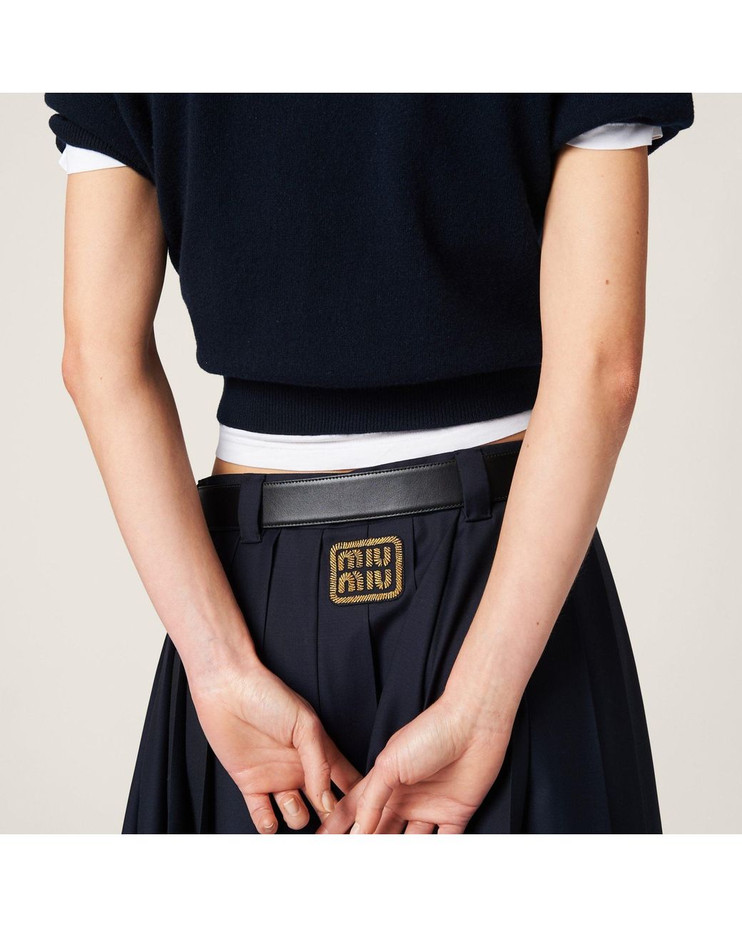 Miu Miu Blue Pleated Batavia Skirt