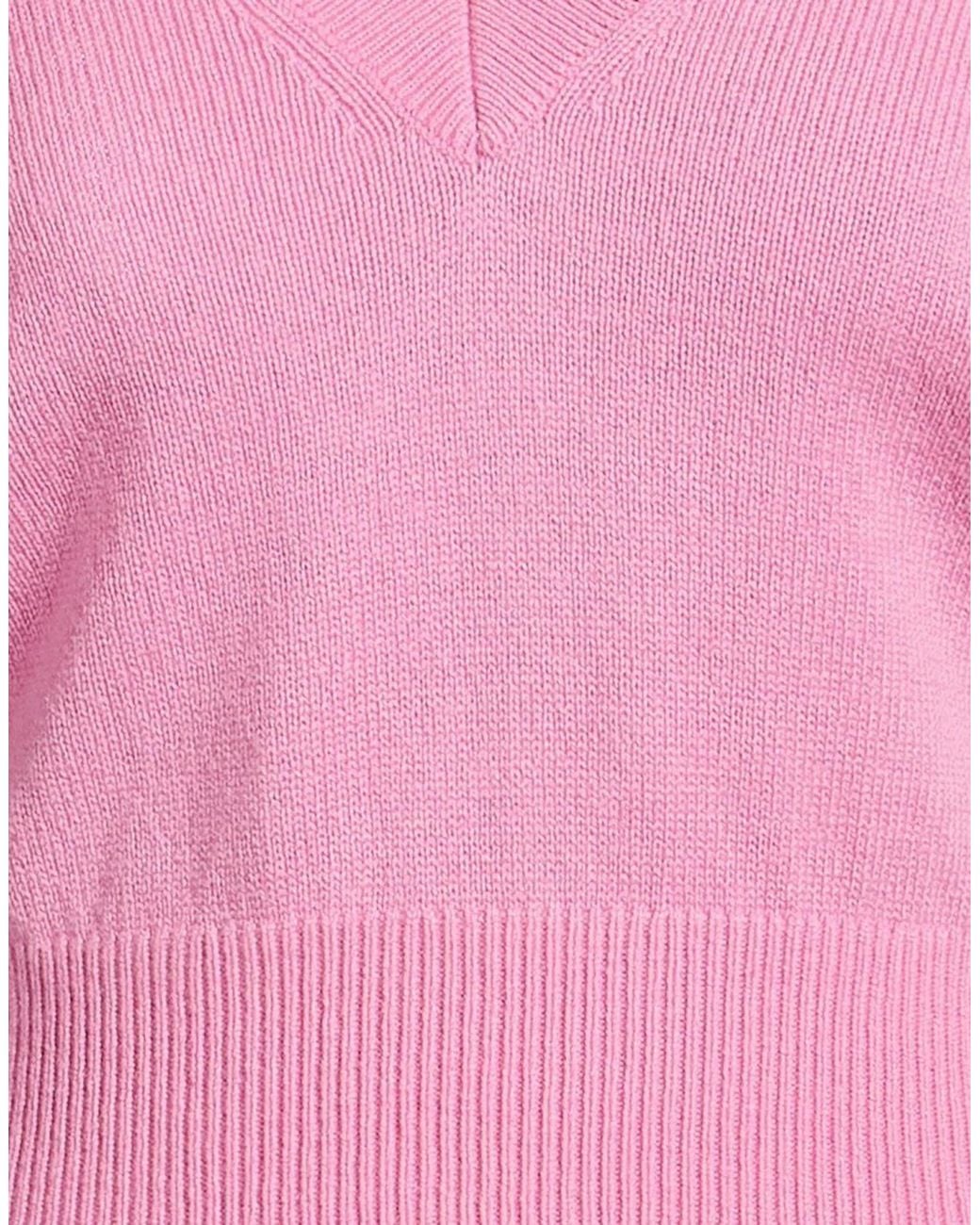 DIESEL Pink Solid Color Wool V-Neck Long Sleeve
