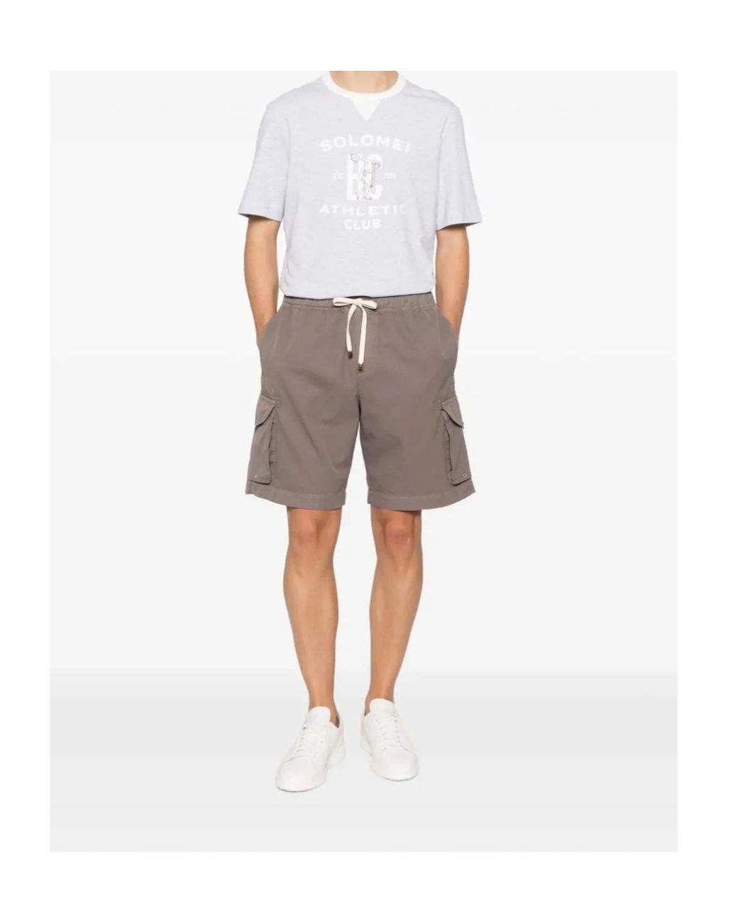 Brunello Cucinelli White Graphic Printed Crewneck T-Shirt for men