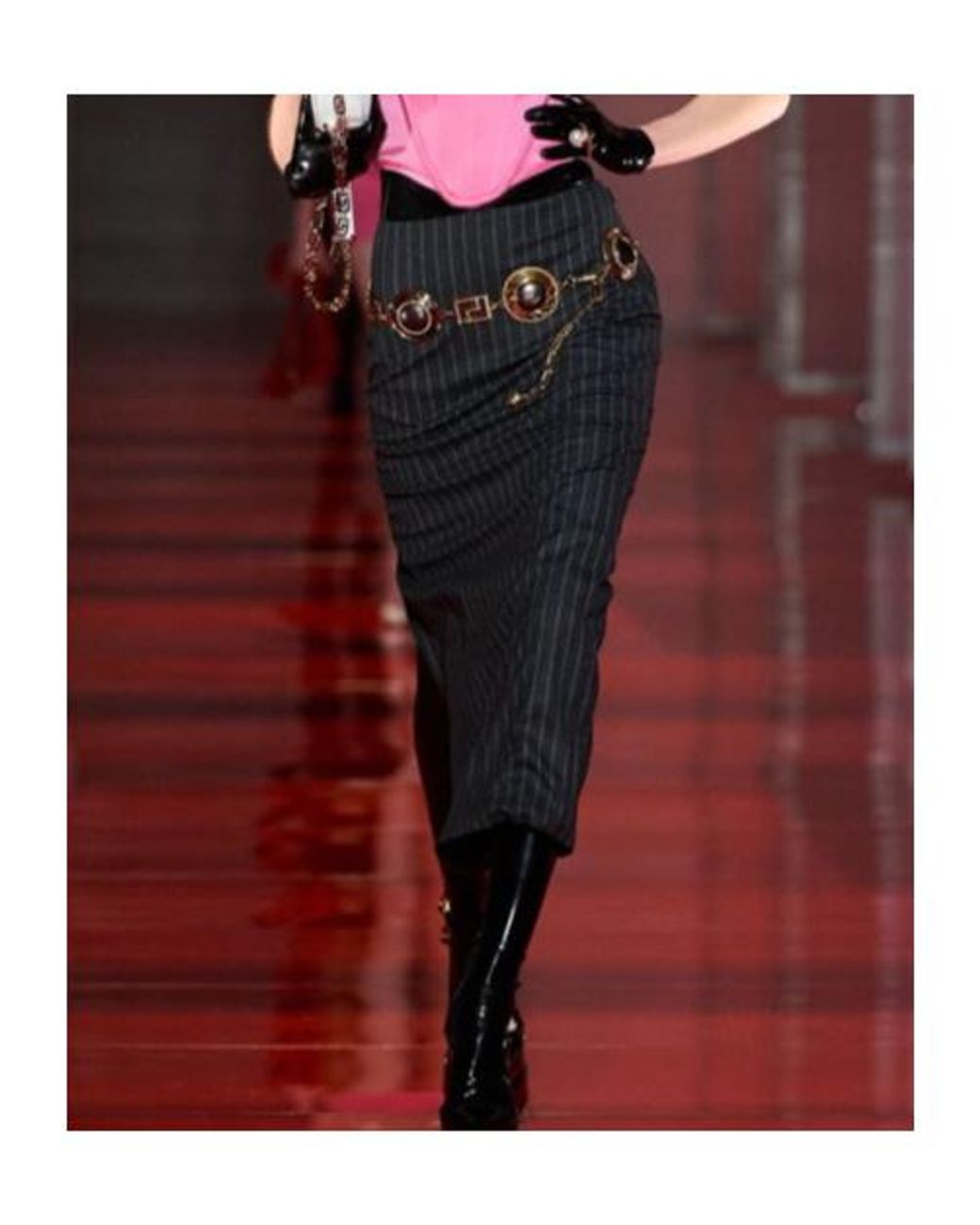 Versace Black Striped Skirt