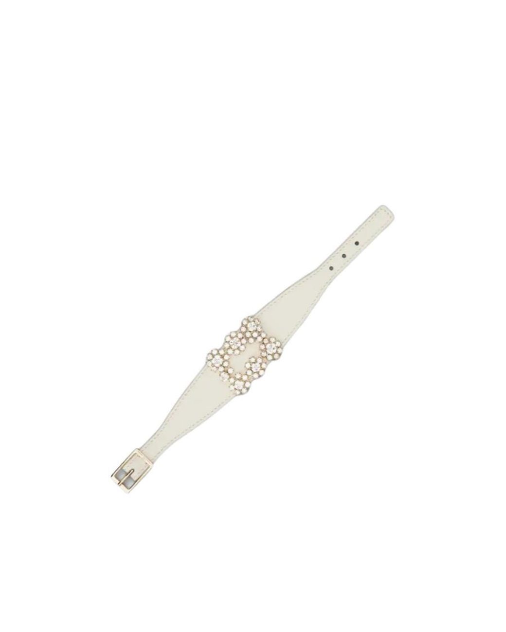 Roger Vivier White Flower Strass Buckle Bracelet
