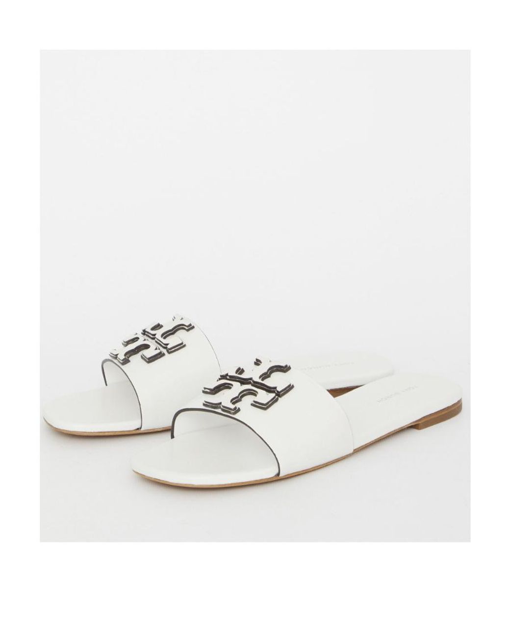 Tory Burch White Logo Patch Slip-On Sandals