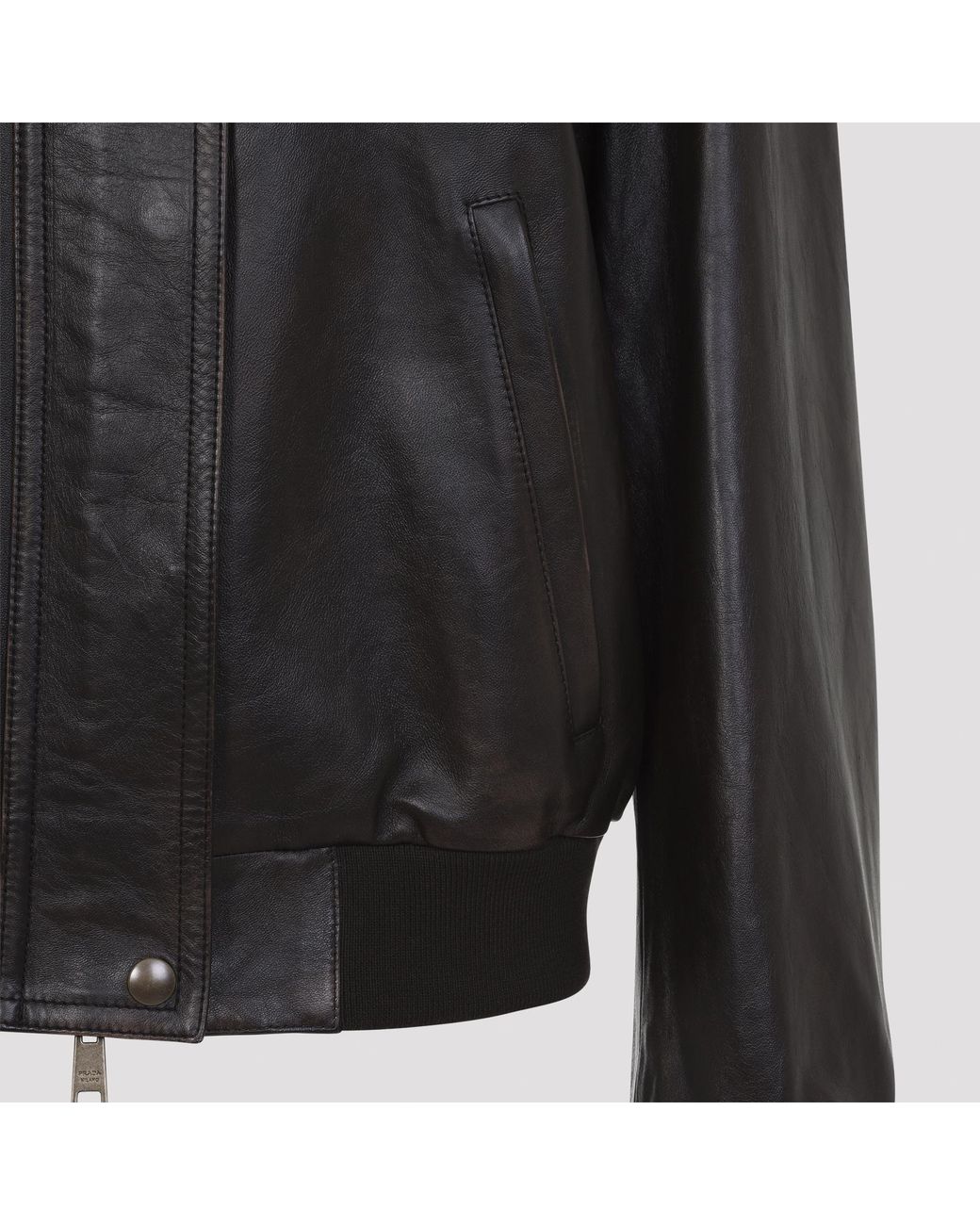 Prada Black Long-Sleeved Leather Jacket