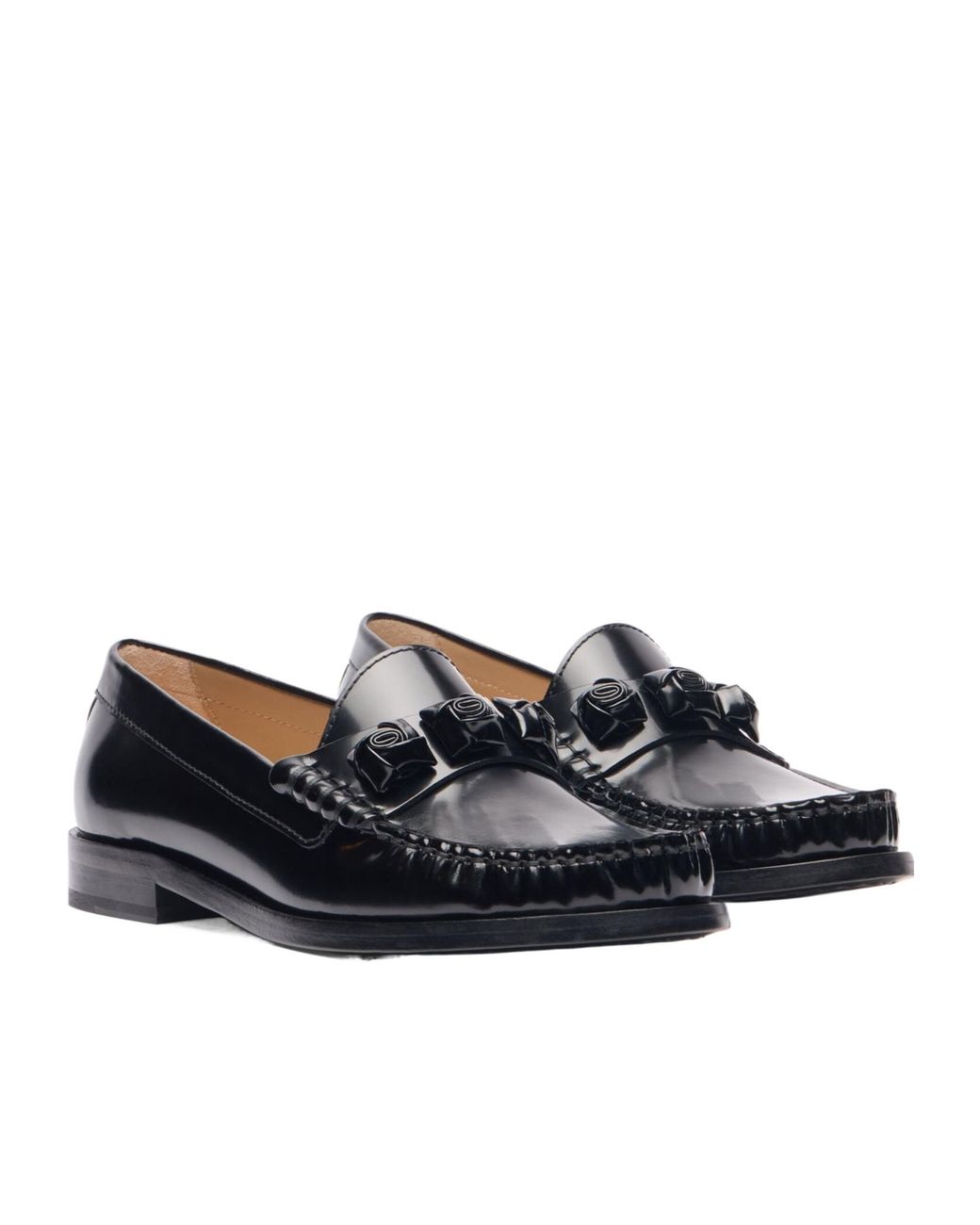 Stuart Weitzman Black Round Head Loafer Shoes