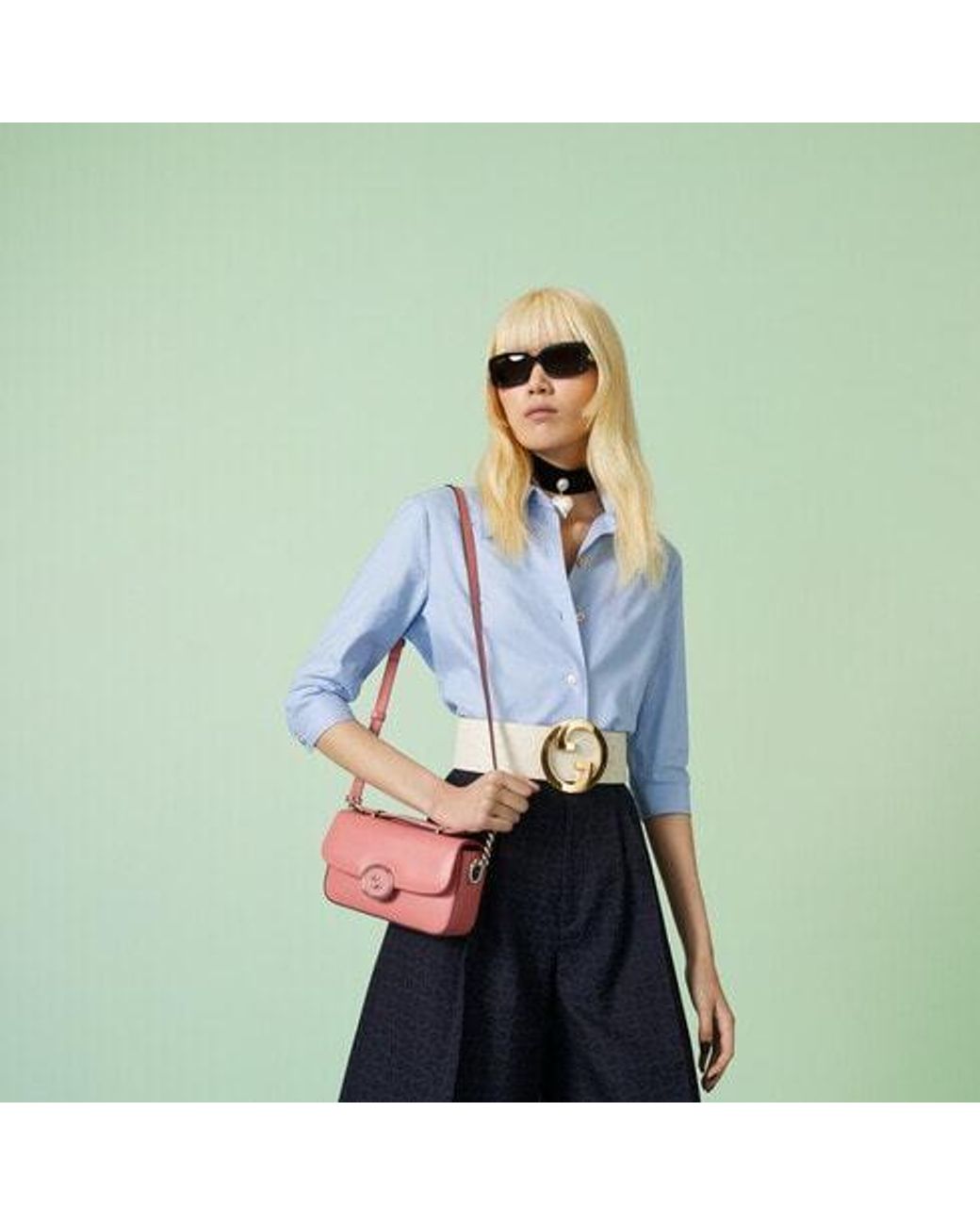 Gucci Pink Double G Logo Mini Shoulder Bag