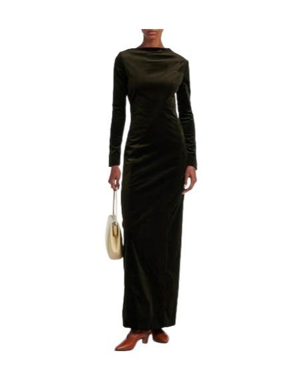 Jil Sander Black Cotton Velvet Gown