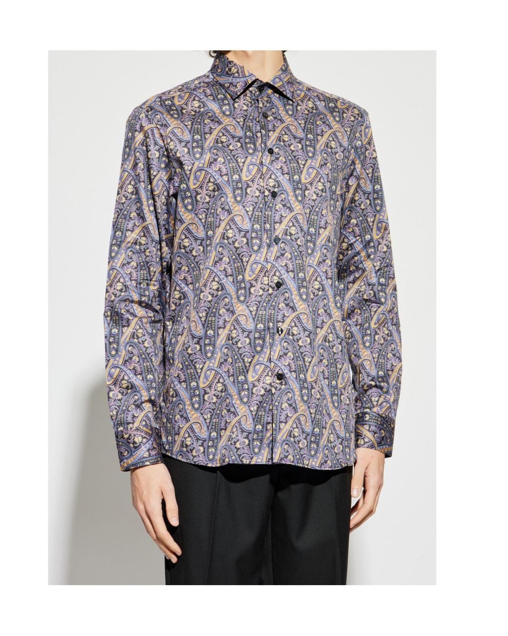 Etro Blue Maxi Flower Paisley Shirt for men
