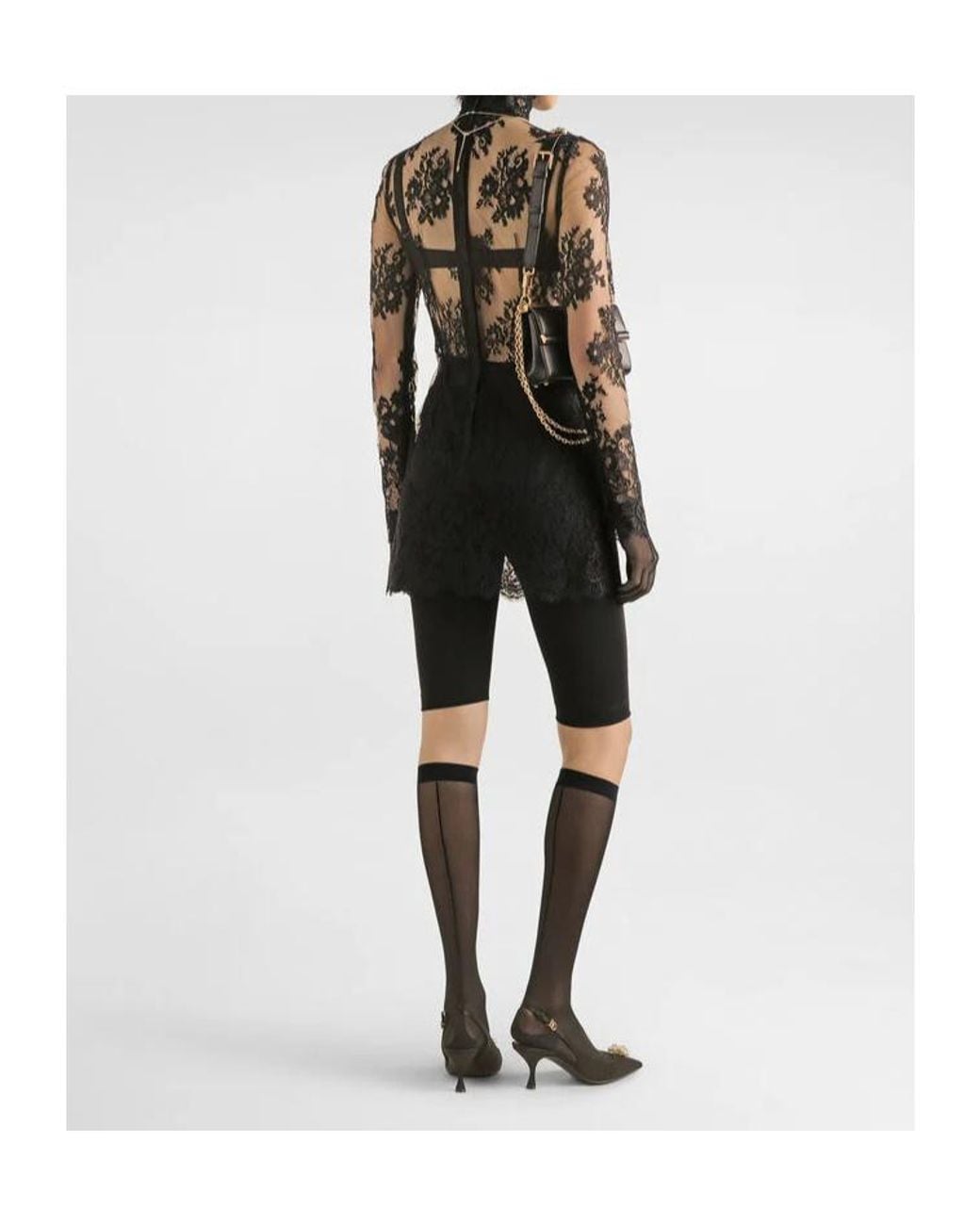 Dolce & Gabbana Black Lace High-Neck Mini Dress