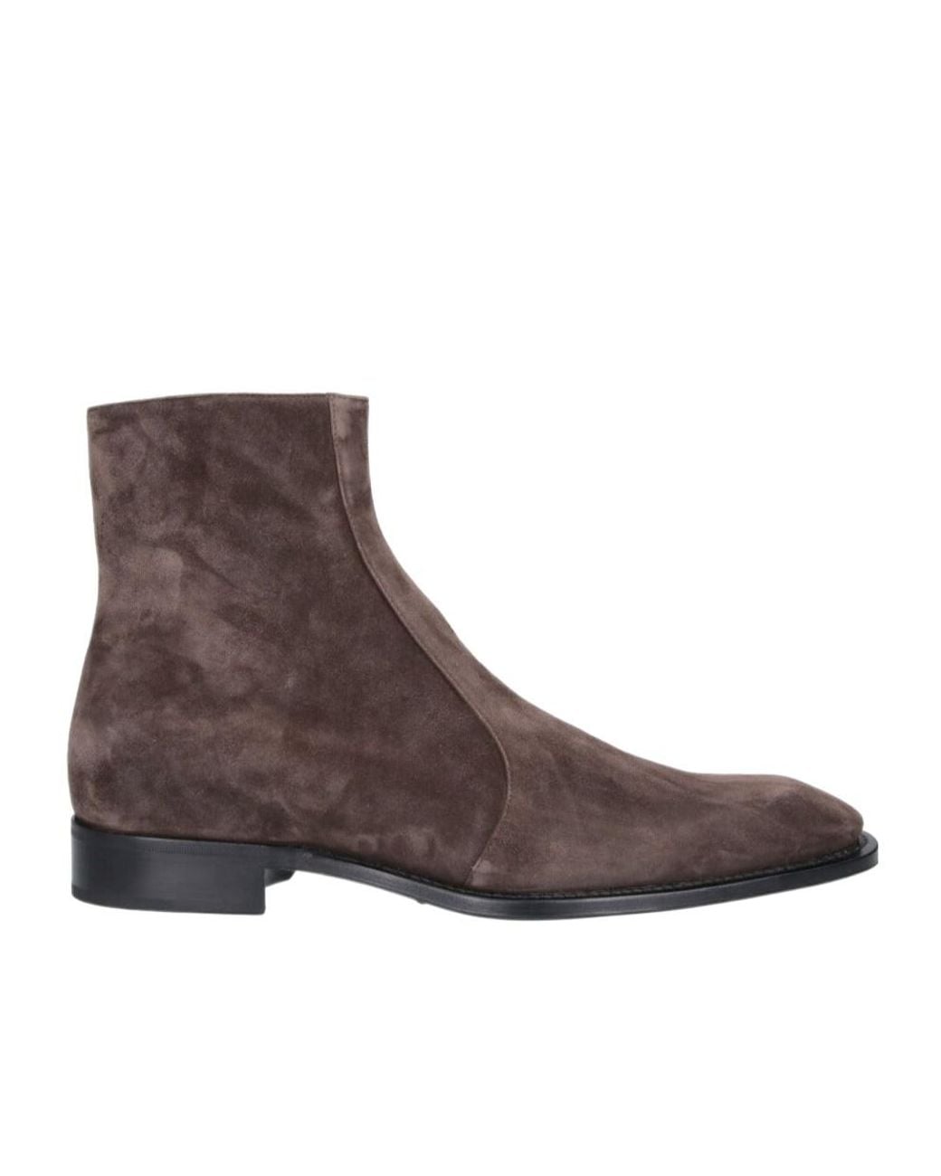 Saint Laurent Brown Almond Toe Ankle Boots for men