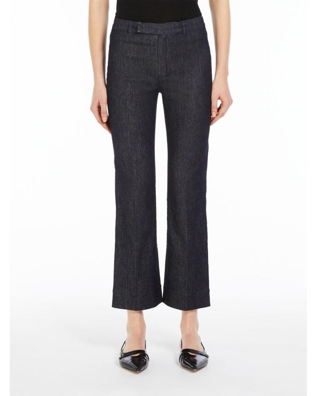 Max Mara Blue 'S Straight Leg Cropped Jeans