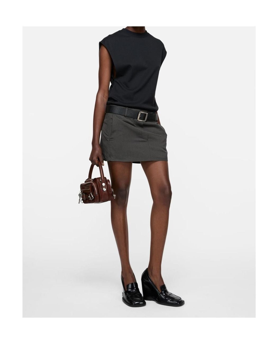 Acne Black Cotton Panelled Mini Dress