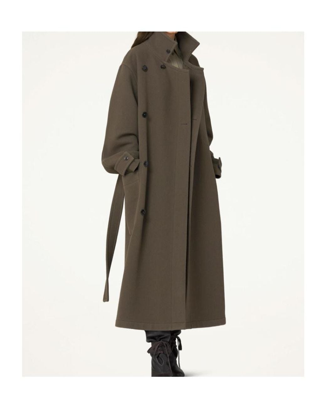 Lemaire Green Double-Breasted Belted Coat for men