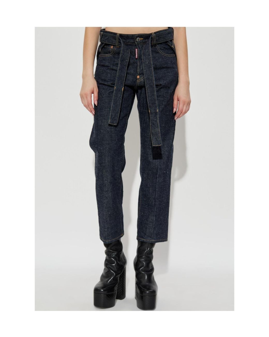 DSquared² Blue X Magliano Belted Cropped Jeans
