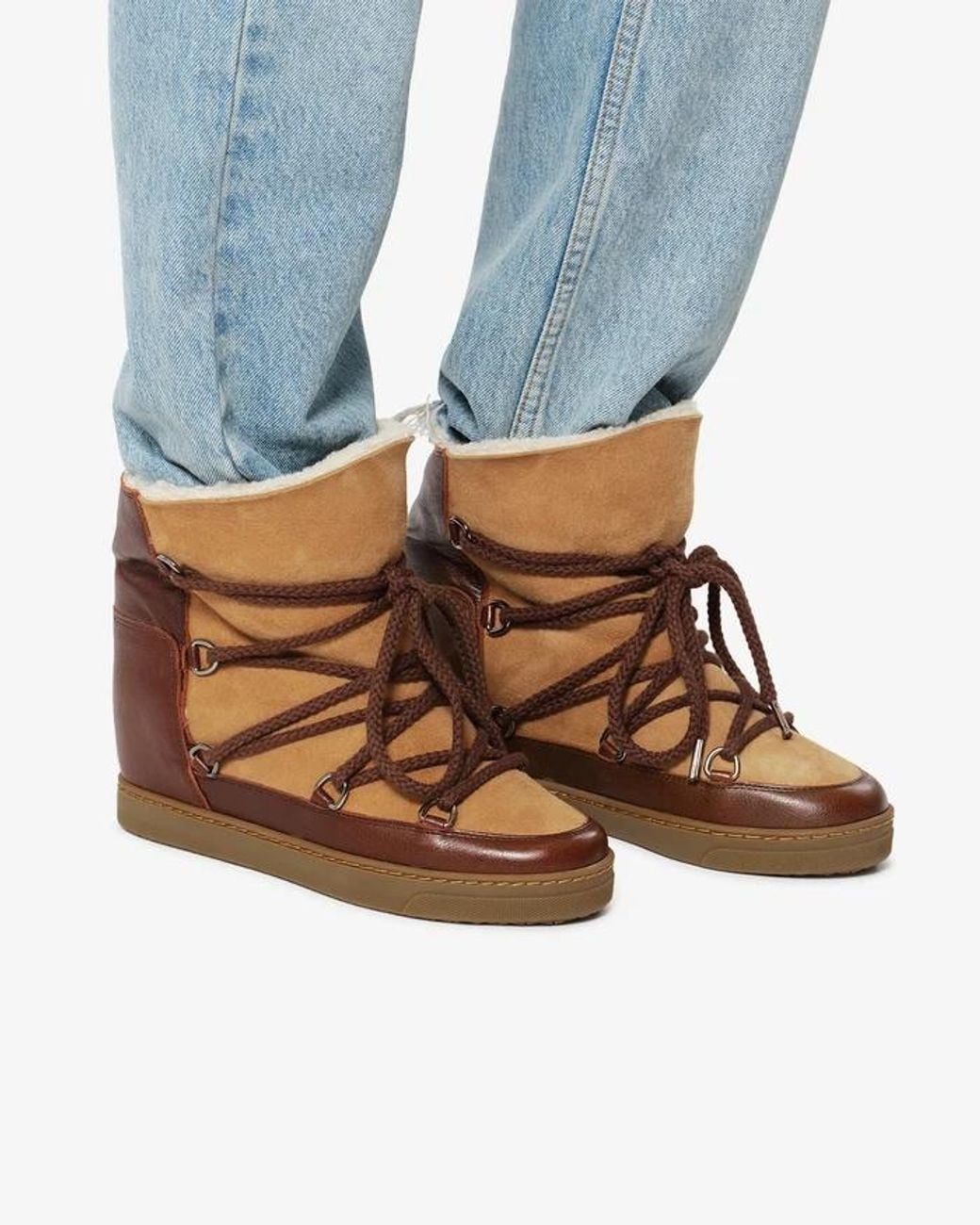 Isabel Marant Brown Nowles Wedge Snow Boots