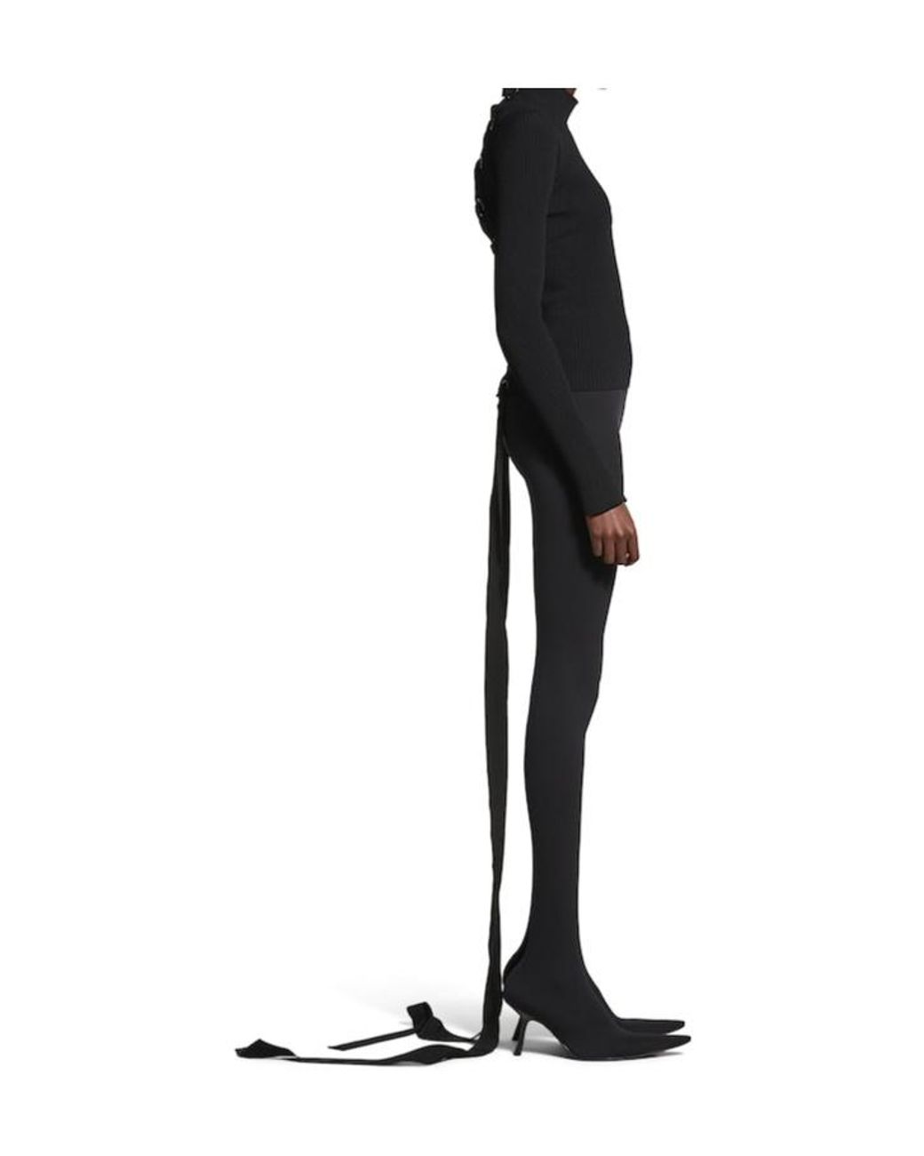 Balenciaga Black Lace-Up Fitted Turtleneck Jumper