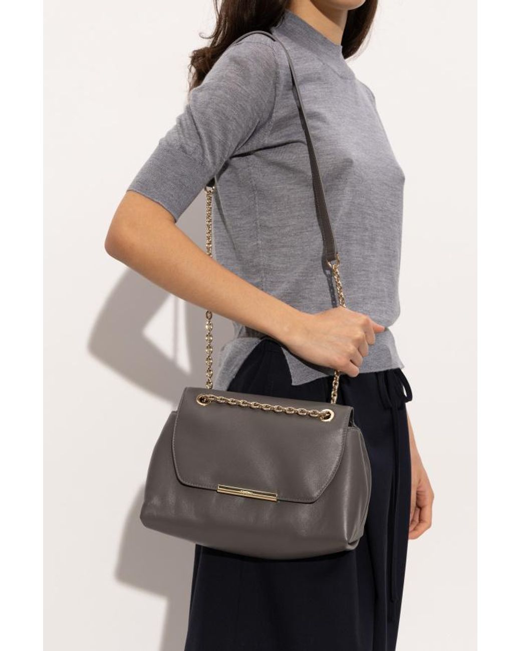 Furla Gray Nadia Small Shoulder Bag