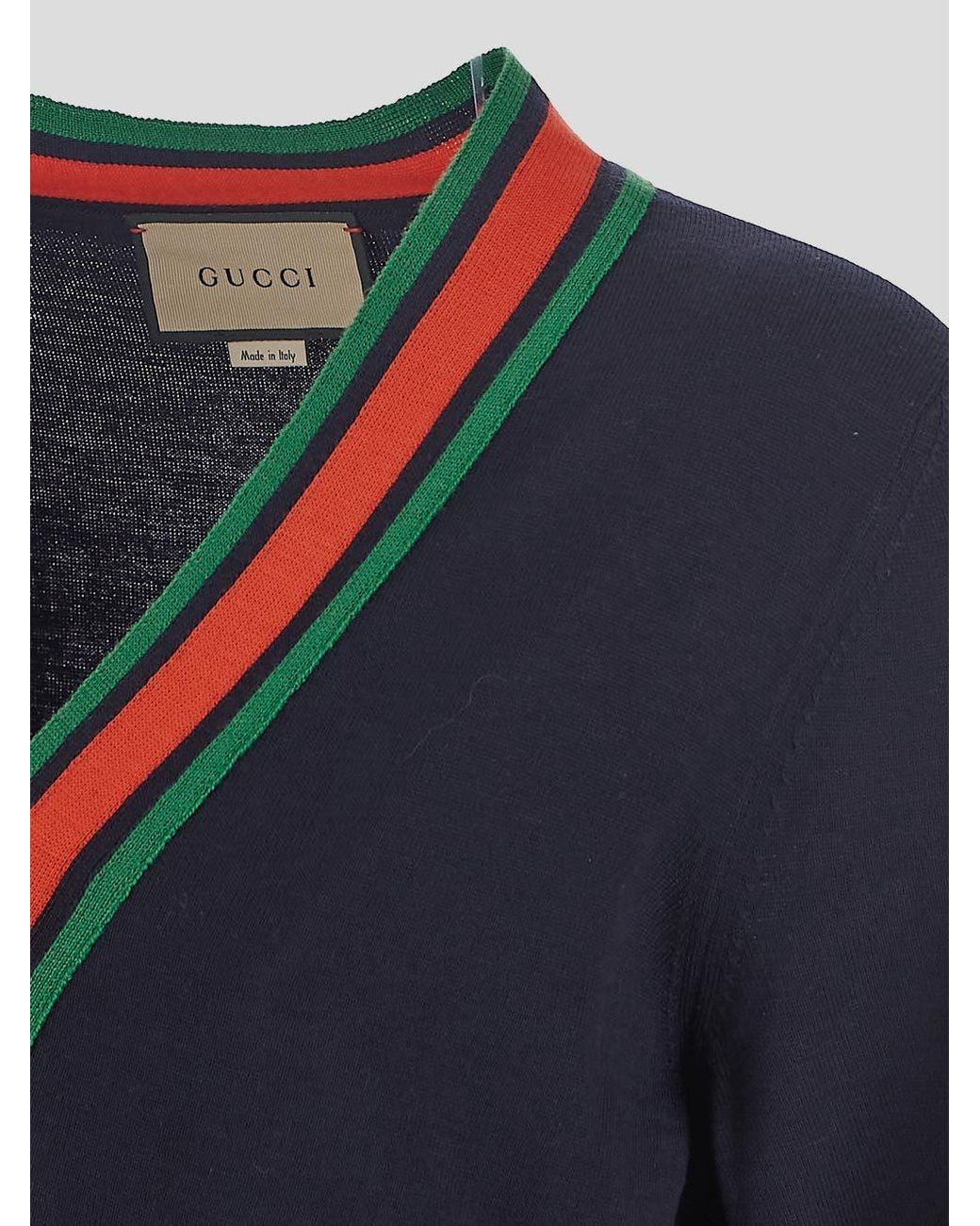Gucci Blue Wool Knitted Cardigan for men